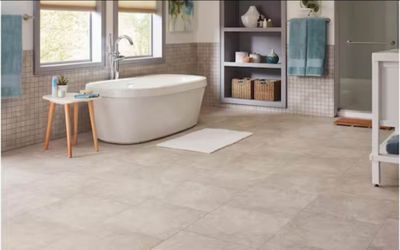 TrafficMaster
Portland Stone Gray 18 in. x 18 in. Glazed Ceramic Floor and Wall Tile (17.44 sq. ft. /case)