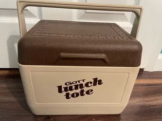 Vintage 1980's GOTT Tote 6 Cooler - Brown/Cream