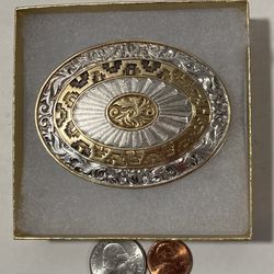 Vintage Belt Buckle Silver And Brass Crumrine