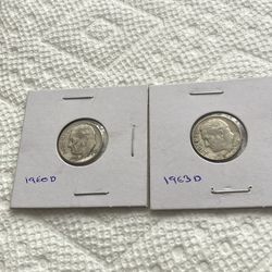(2) Two Rosevelt  Silver Dimes