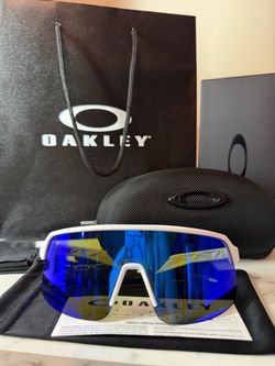 Oakley Shield Sunglasses White Blue Mirror