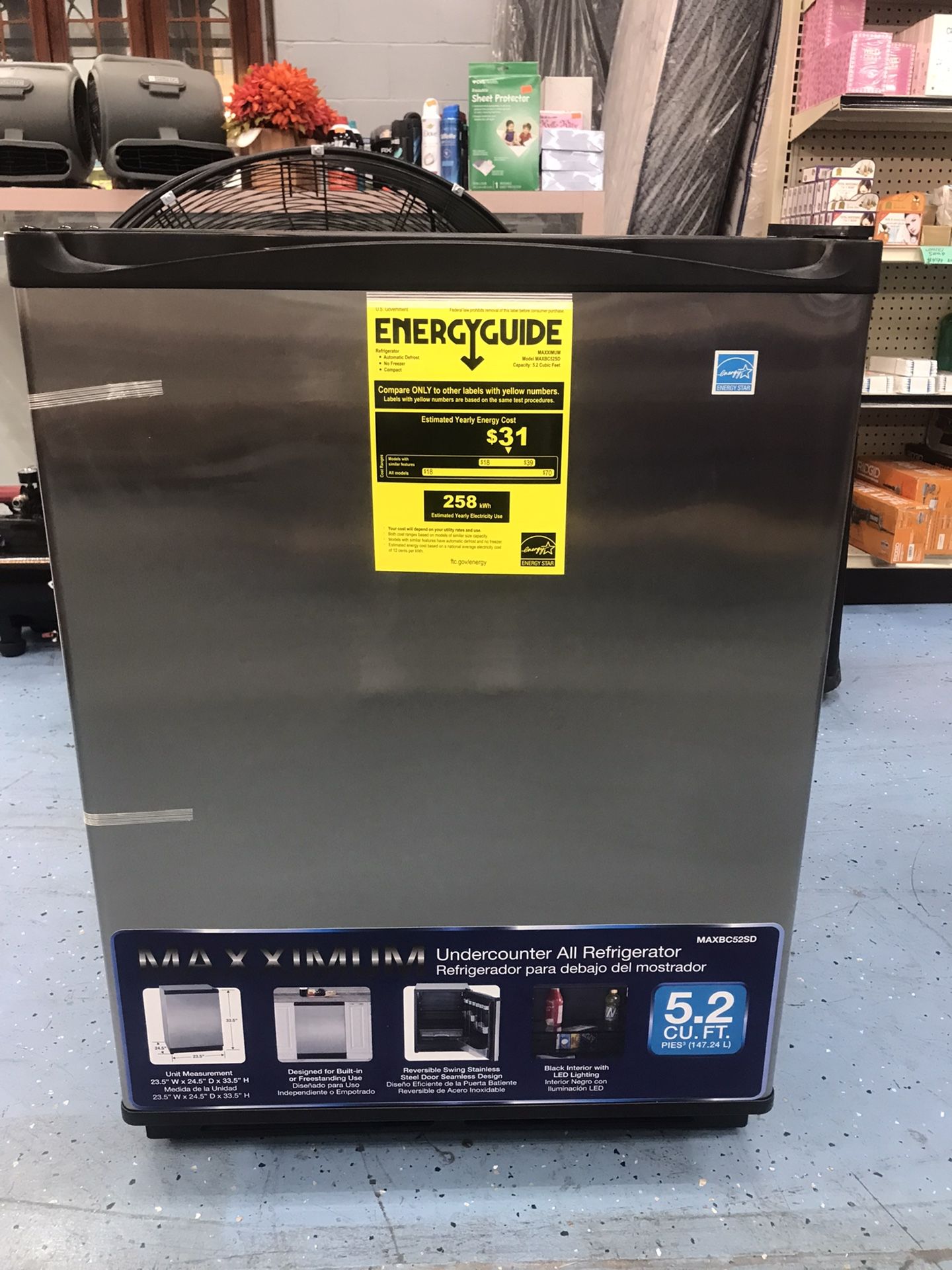 Maxximum 5.2-cu ft Built-In Mini Fridge (Stainless Steel) ENERGY STAR