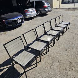 Outdoor Gray Frame Synthetic Teak Side Chair 7