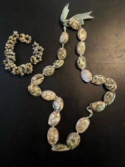 Vintage Shell necklace and bracelet Abalone an Hawaiian shells