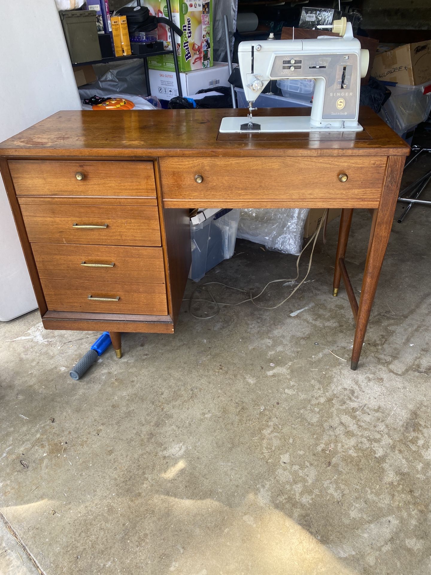 Vintage Mid Century Desk, Singer SLANT-O-MATIC