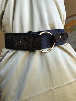 Black velvet & gold buckle adjustable statement belt