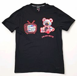 Switch Black Graphic Print Crew Neck T-Shirt Size XL Cotton "I'M ON MUTE"