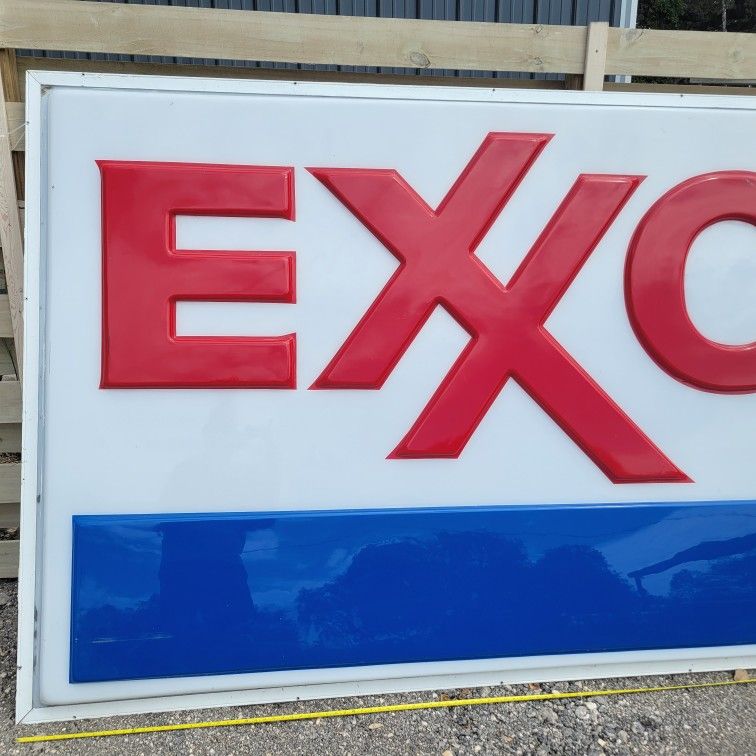 Vintage EXXON Gas Station Sign Embossed Plastic/Acrylic 11ft x 6ft