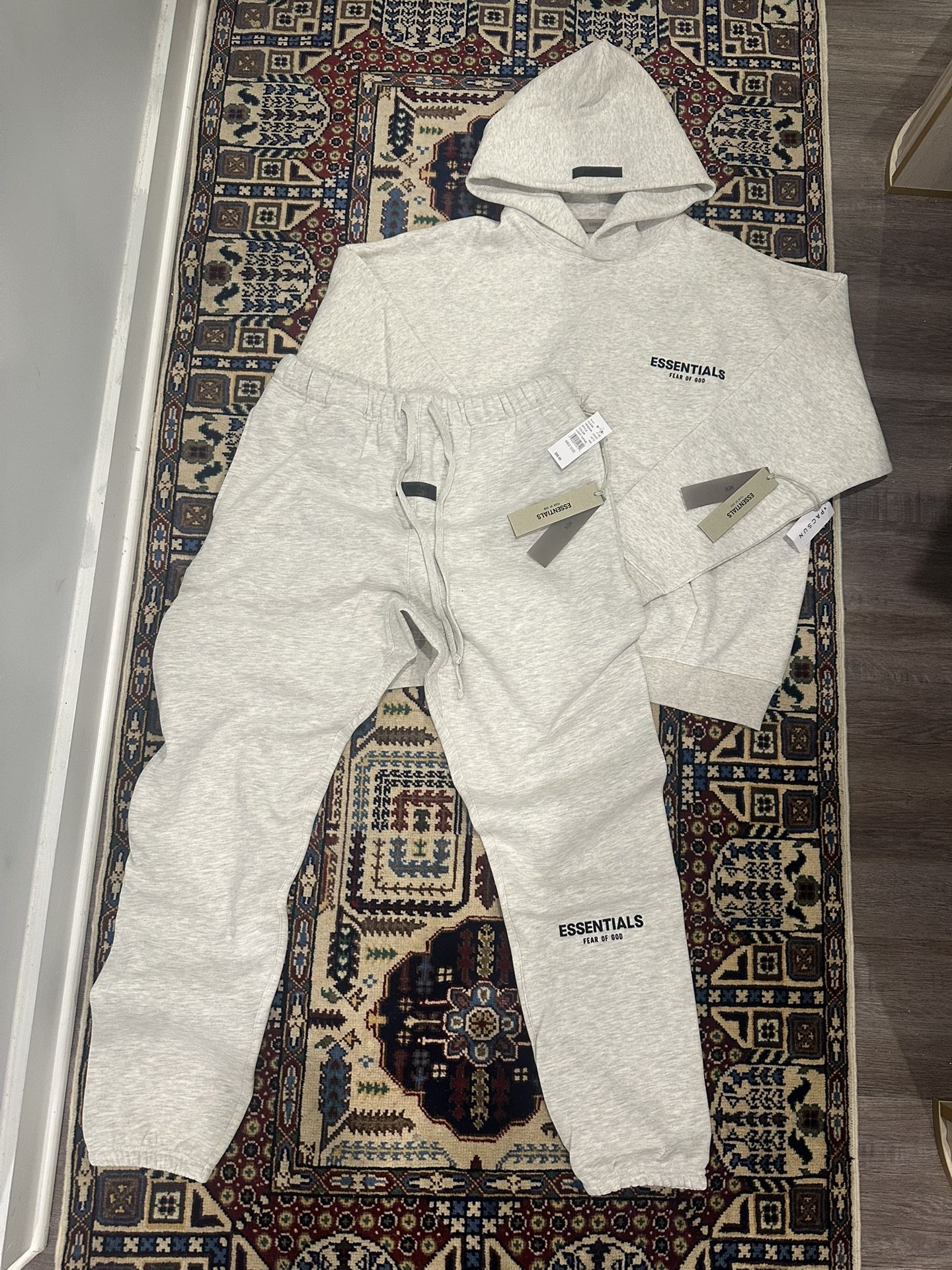 Fear of God Essentials Light Oatmeal Set (Hoodie + Sweatpants) NEW