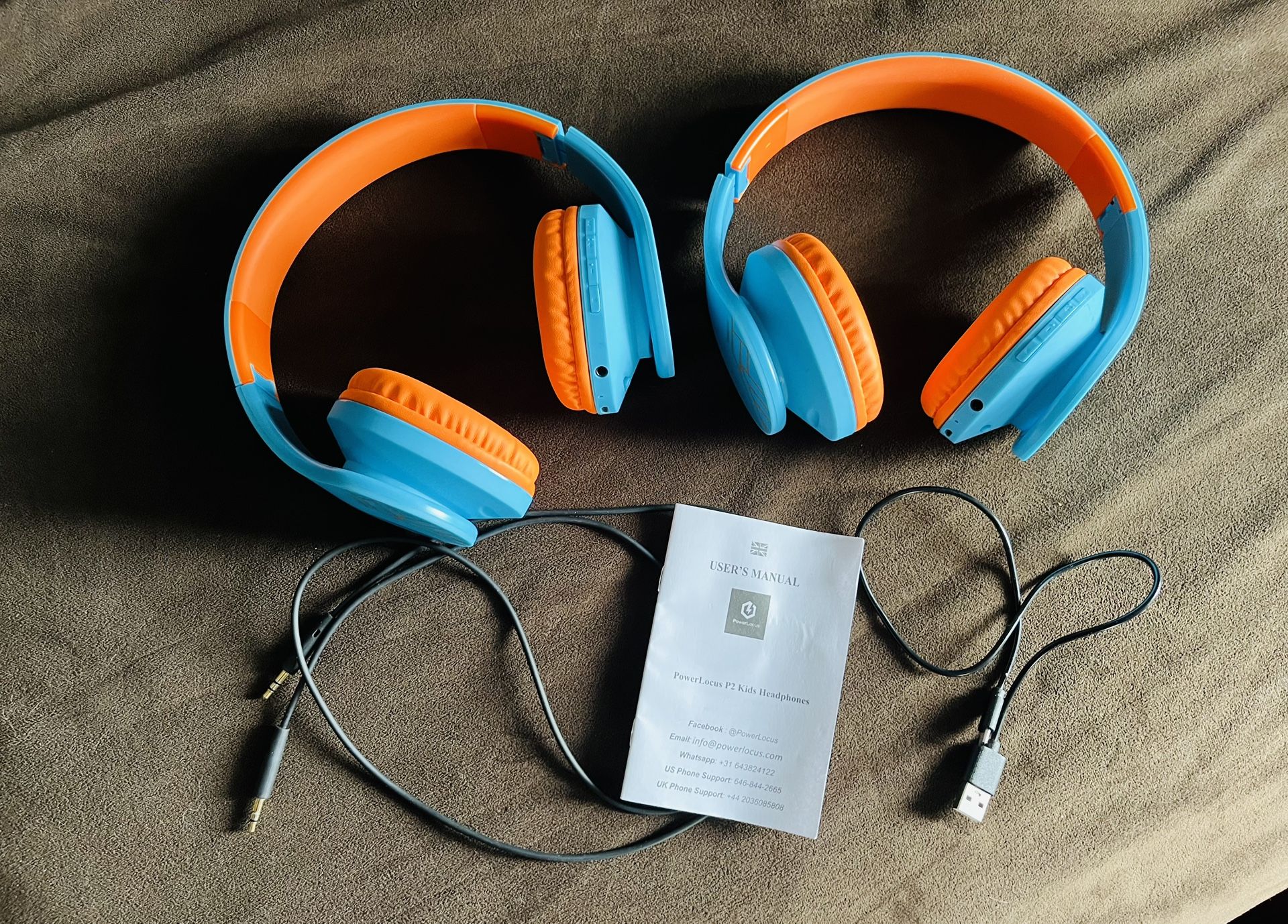 PowerLocus P2 Bluetooth Wireless Kids Foldable Headphones 2 Pair