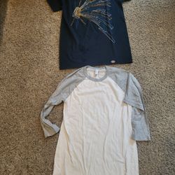 Men Sm Dickies navy break out tee. American Apparel white gray jersey 3/4 sleeve item 2. LOT 06