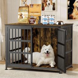 42'' Dog Crate Furniture Large Breed Dog Crate Dog Kennels for Inside Wooden Dog Crates End Table Heavy Duty Indoor Combination Cage for Medium to Lar