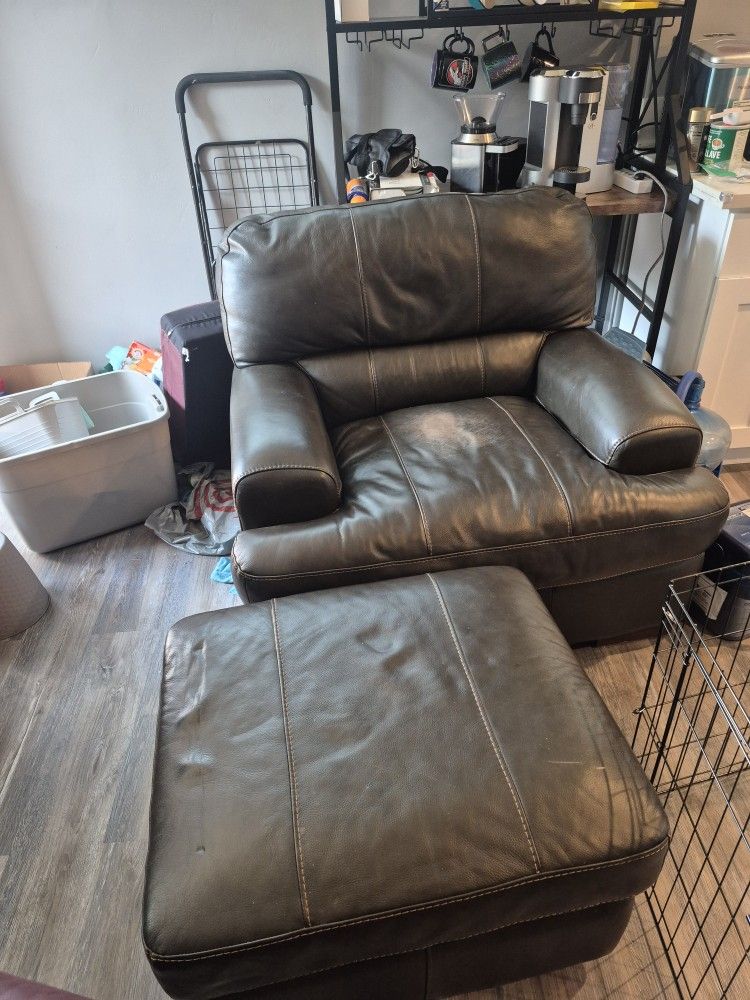 Brown Keather Chair And Ottoman
