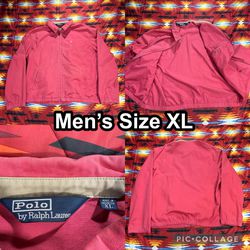 Polo By Ralph Lauren Zip Up Jacket Mens Size XL Harrington Pink Salmon