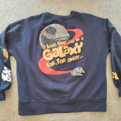 🔥 Disney Star Wars Chewbacca Darth Vader Lightsaber Jedi May The Force Be With You 90s Style Sweatshirt Womens Large Disneyland MAY The 4th FOURTH
