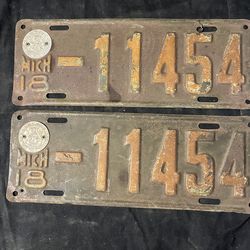 Antique license plate 1918