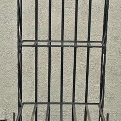Antique Black Iron Bakers Rack 4 Shelves 25.5"x 15"x 72" with Glass for Shelves