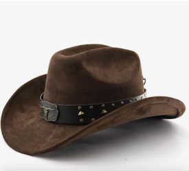 LIDHAY Cowboy Hat for Women Men with Shapeable Wide Brim Western Suede Hat for Cowboys and Cowgirls XG-JPNT Coffee