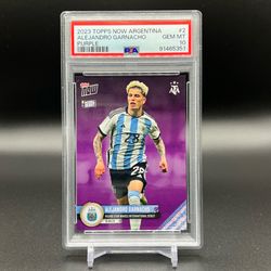 Alejandro Garnacho /99 PSA 10 2023 Topps Now Argentina National Debut Purple RC Chelsea