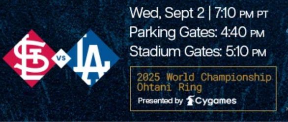 2 Dodger Tickets for Sale (Ohtani WS Ring Night)