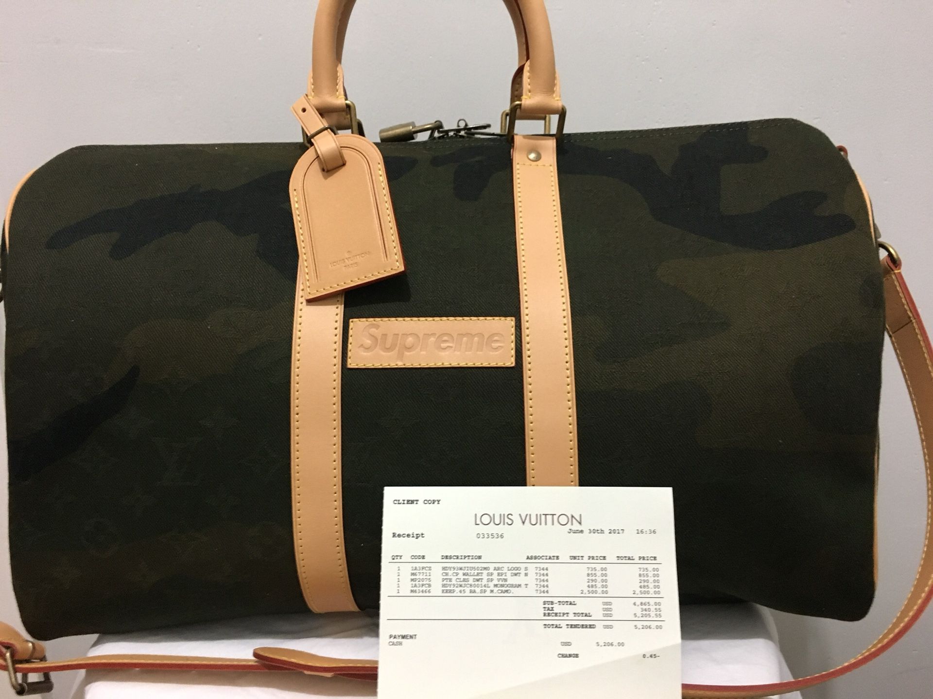 Original Supreme X Louis Vuitton Camo Keepall 45 Duffle Bag!