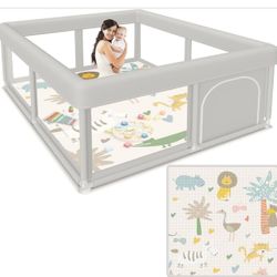 Baby Playpen 50x50 Inch Baby Playpen with Mat