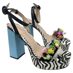 Betsey Johnson Jorden zebra glitter embellish detail platform heels Size 7.5