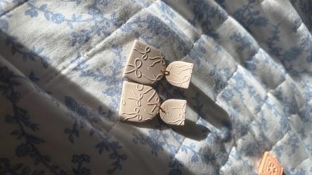 Handmade Clay Bow Dangle Earrings