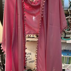 New April Marin Pink Pom Pom Scarf