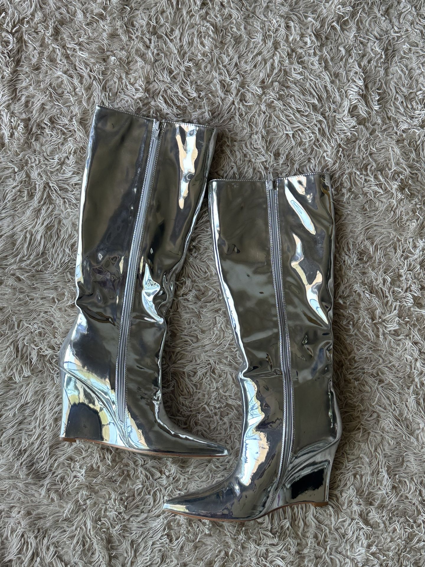 Silver Metallic Boots
