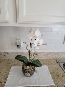 Artificial orchid plant in nice pot