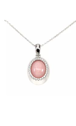 925 S.S. Pink opal and white zirconia micro pave gemstone pendant