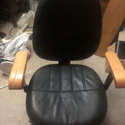 Black Leather Rolling Computer Chair
