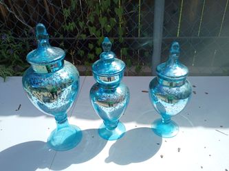 Large glass vases with covers