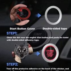 Car Engine Start/Stop Button Cover (Tiger Design) Double-Sided Adhesive