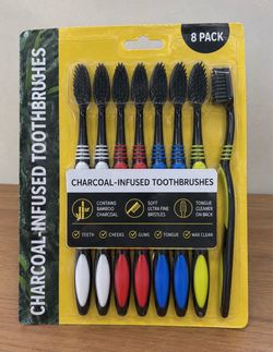 Charcoal-Infused Toothbrushes 8 Pack