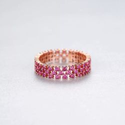 Pink Topaz Eternity Band S925 Sz 7 