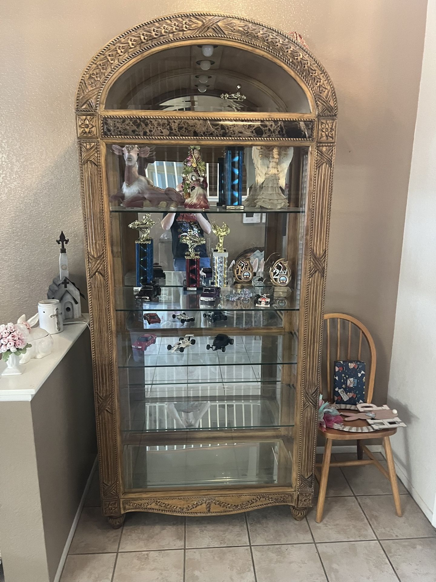 Dome Top Glass Front & Side Curio Cabinet