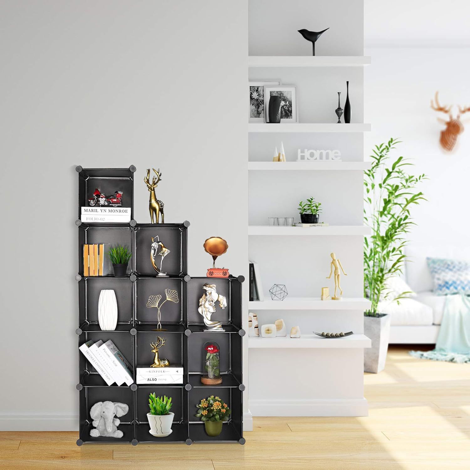 Cube Storage Organizer 12-Cube DIY Plastic Closet Cabinet Modular Bookcase Shelves