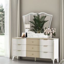 La Marisia Creamy Pearl Dresser with Mirror