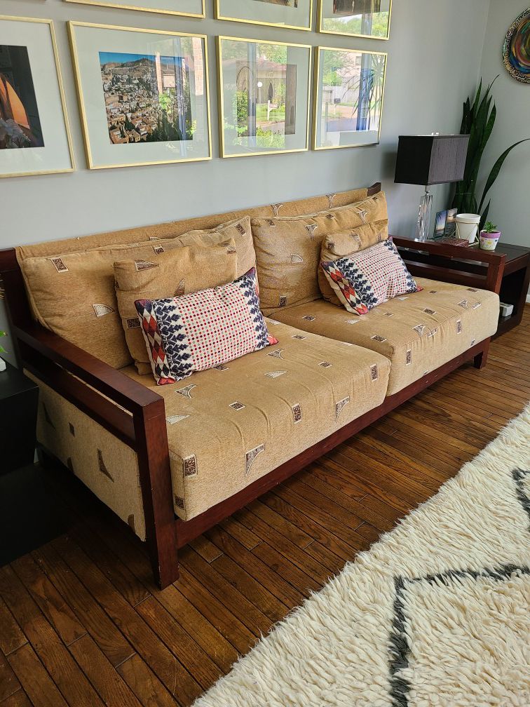 Modern teak wood Asian sofa set for sale!! 600 for set!!