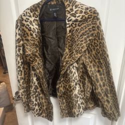 INC Leopard Print Faux Fur Jacket – Women’s XL