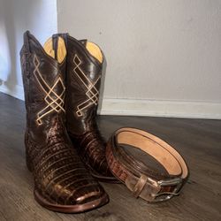 Texas Country Leather Boots Brown Color Size 9
