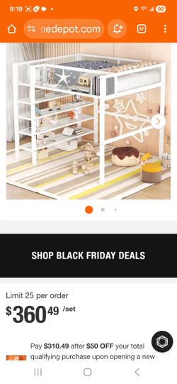 Full Size Loft Bed Frame with Matress