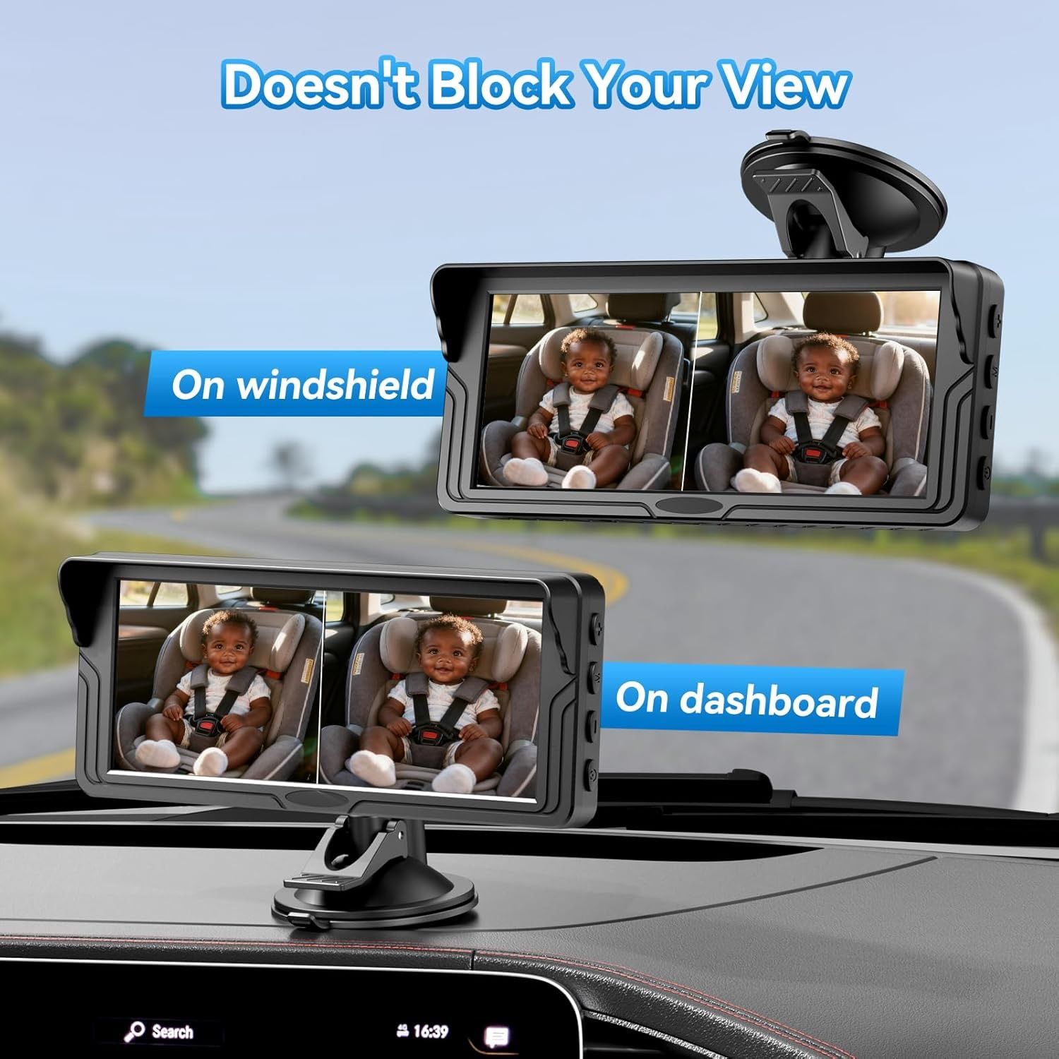 New Dual Baby Car Monitor Split Camera Screen 