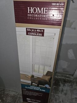 Home Decorators Collection 52in W x 48in H Cordless Faux Wood Blind - White