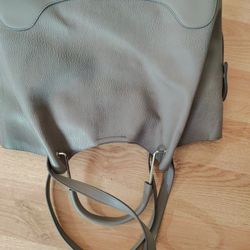 Sondra Roberts Squared Large Gray Leather Shoulder Bag Purse NWT