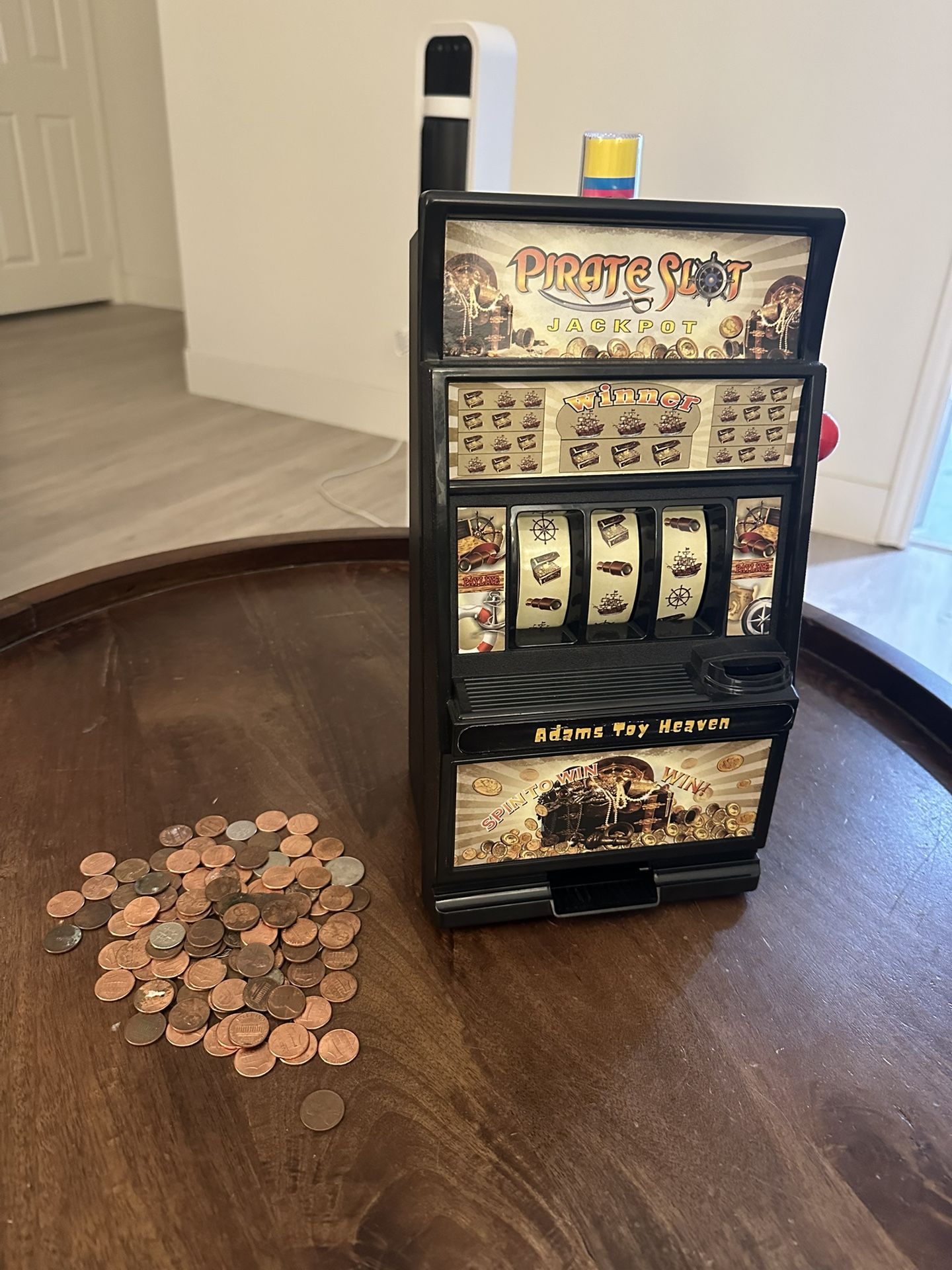 Adams Toy Heaven Pirate Jumbo Slot Machine Casino Toy Piggy Bank Replica With Flashing Lights And Jackpot Alert Sounds