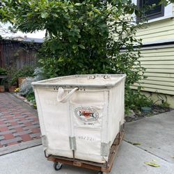 Vintage Laundry Hamper Rolling Cart