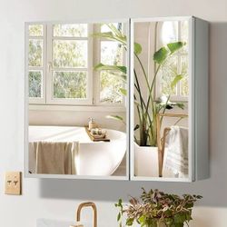 Movo Gold Medicine Cabinet with Mirror,24 inch X 28 inch Recessed or Surface Mount Medicine cabinets for Bathroom